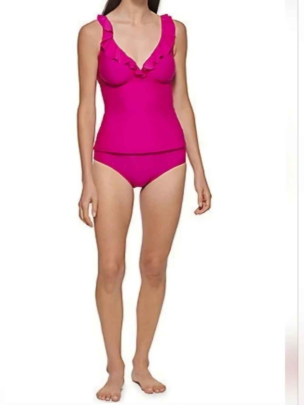DKNY Fuchsia Ruffle Tankini Swim Set